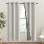 NICETOWN Snowbound Vintage Linen 100% Blackout Curtains for Classroom, Thermal Insulated Curtains 72" Long, Noise Reducing Window Treatment Drapes for Gym Room, 42" Wide Per Panel, Set of 2