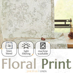 jinchan Vintage Floral Linen Curtains 84 Long for Living Room 2 Panels