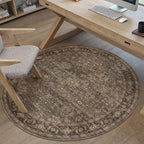 WondRg 3x3 Dark Brown Vintage Round Rug