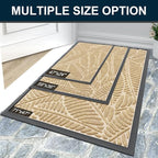 Colorxy Waterproof Doormat, Sturdy Natural Rubber Front Indoor Mat, Non Slip Low Profile Indoor Outdoor Door Mats, Stain and Fade Resistant Floor Mat, Easy Clean Patio Entrance Mat, 47''x24'', Beige