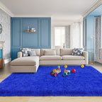 Pionblank Large Rug for Living Room 6x9, Modern Shag Area Rug, Royal Blue