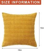 Pack of 2 Corduroy Decorative Throw Pillow Covers 18x18 InchSoft Boho Striped Pillow Covers Modern Farmhouse Home Decor for Sofa Living Room Couch Bed(Yellow)
