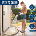 Smiry Half Circle Front Door Mat Outside Entrance, Heavy Duty Sturdy Natural Rubber Doormat, Trap Dirt and Moisture, Low Profile Mats for Indoor Outdoor Entry, Irregular Triangle (47x32, Beige)