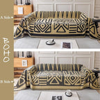 HANDONTIME Boho Geometric Couch Covers for Sofa Pet Friendly Taupe and Black Sofa Covers Washable Chenille Couch Blanket Cover for 3 4 Cushion Couches Pet Protector Furniture Cover Soft, 71" X 134"