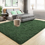 Tepook Area Rugs 9x12 for Living Room, Super Soft Fluffy Rugs for Bedroom, Modern Shaggy Rug Fuzzy Carpets for Kids, Plush Indoor Nursery Home Decor Rug with Non-Slip Bottom, Dark Green