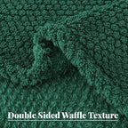 Whale Flotilla Extra Large Fuzzy Fleece Throw Blanket for Couch, 50x70 Inch Fluffy Warm Soft Jacquard Blankets for All Season, Lightweight and Cozy, Emerald Green