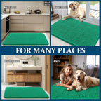 OLANLY Dog Door Mat for Muddy Paws 36x24, Absorbs Moisture and Dirt, Absorbent Non-Slip Washable Doormat, Quick Dry Chenille Mud Mat, Entry Indoor Entryway Carpet for Inside Floor, Emerald Green