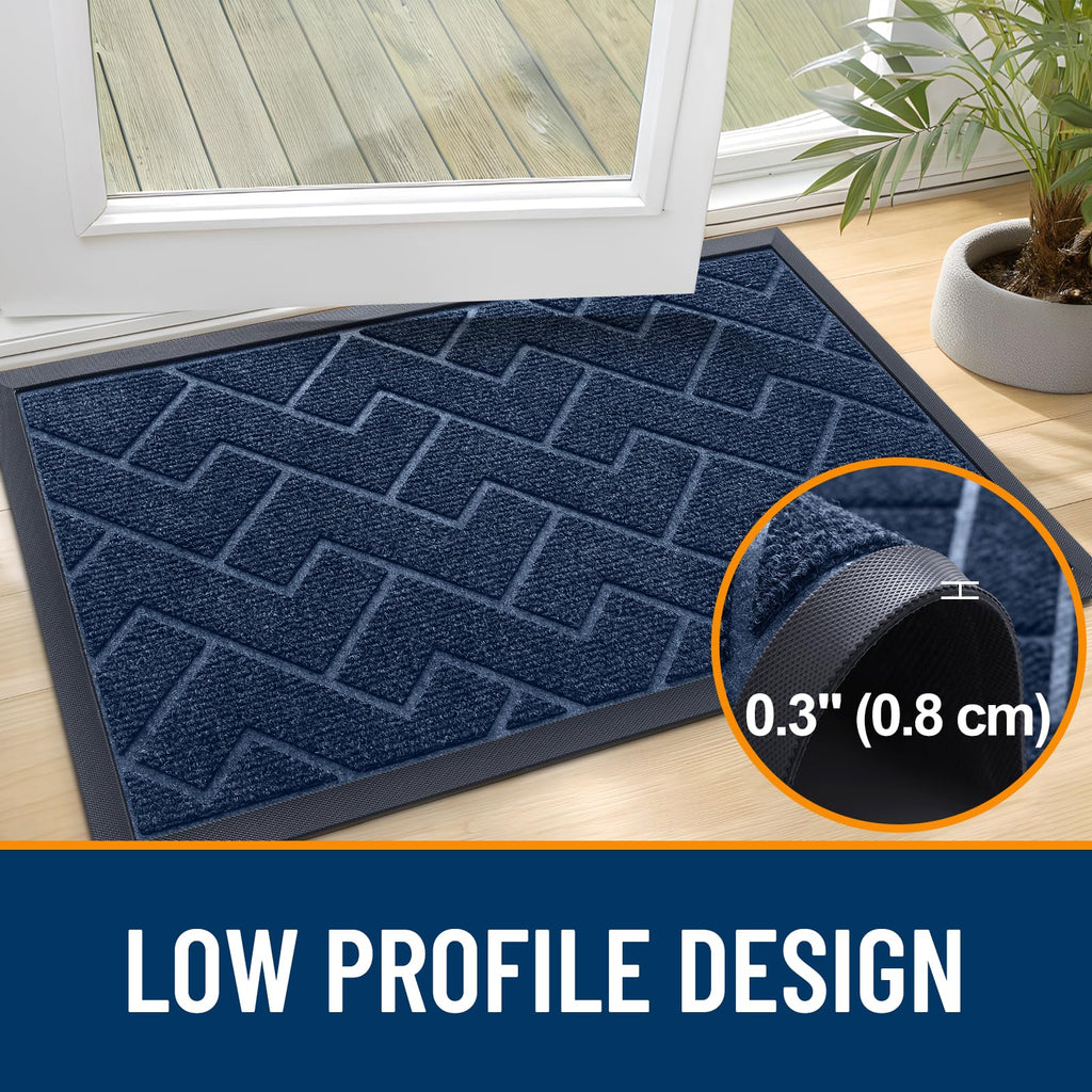 OLANLY Front Door Mat Outside 47x23, All-Season Absorbent Rubber Doormat