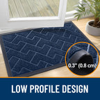 OLANLY Front Door Mat Outside 47x23, All-Season Absorbent Rubber Doormat