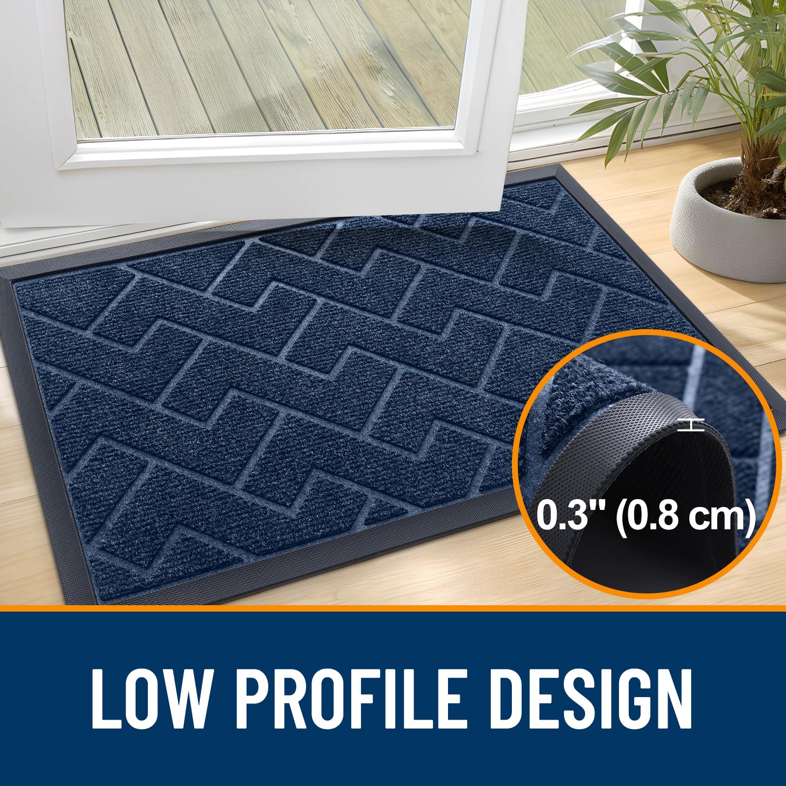 OLANLY Front Door Mat Outside 47x23, All-Season Absorbent Rubber Doormat