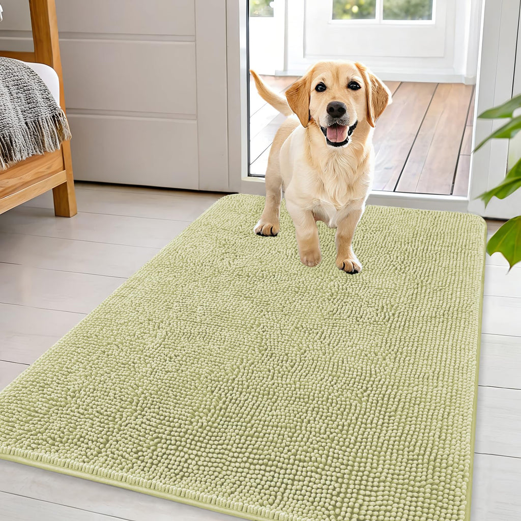 OLANLY Dog Door Mat for Muddy Paws 44x32, Super Absorbent Chenille Mud Mat