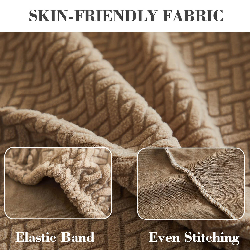 Disayu Sofa Covers Couch Covers for Sofa Pet Friendly Couch Cushion Covers Universal Sofa Covers Washable Stretch Slipcovers for Sectional Sofa (Texture Light Coffee, 2 Seats + Chaise Cover)