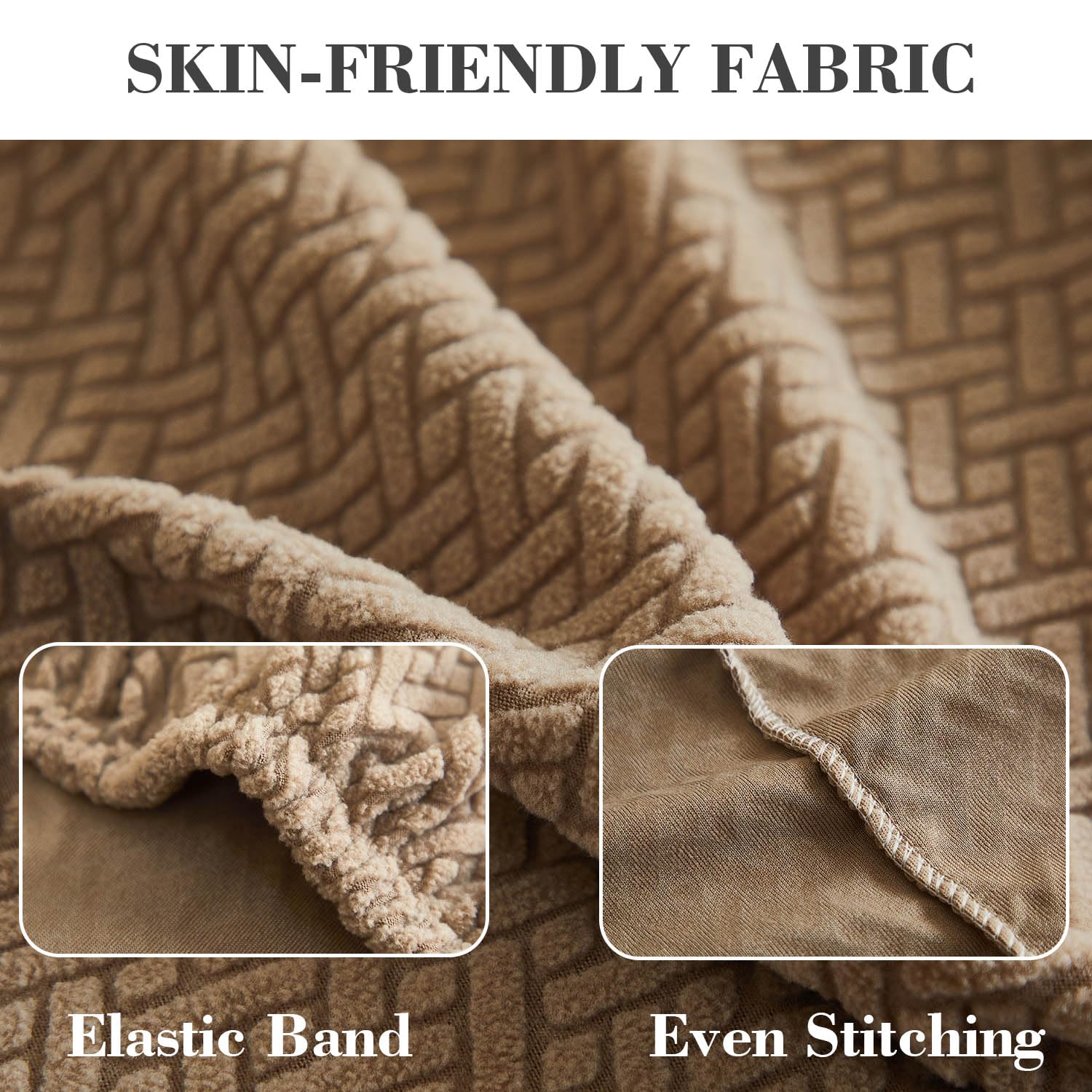 Disayu Sofa Covers Couch Covers for Sofa Pet Friendly Couch Cushion Covers Universal Sofa Covers Washable Stretch Slipcovers for Sectional Sofa (Texture Light Coffee, 2 Seats + Chaise Cover)