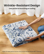AMADA HOMEFURNISHING Washable Area Rug, Low-Profile Large Area Rug with Non-Slip Backing & Durable Edge Binding, Vintage Large Rugs for Living Room, Bedroom, Dinning Room, 8x10, Navy Blue/White