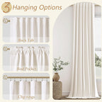 Ivory 100% Blackout Linen Curtains 63 Inch Length 2 Panels Set for Living Room Bedroom Back Tab Thermal Insulated Black Out Drapes Room Darkening Farmhouse Style for Bedroom Window Curtains 52x63