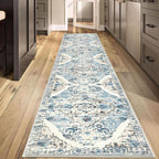 HEBE Hallway Runner Rug 2'8''x12' Washable Vintage Distressed Area Rugs Non Slip Laundry Rug Runner Boho Floor Carpet Runners for Hallways Entryway Laundry Room Kitchen Bathroom