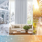 PONY DANCE 60% Light Filtering White Curtain Panels, Kitchen Curtains Room Darkening Energy Saving Short Drapes with Back Tab for Bedroom Home Decor, 42 in Wide by 45 Long, Greyish White, 2 Pieces