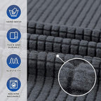 KEKUOU Stretch Single Sofa Slipcover 1 Piece Couch Sofa Cover (31"-55") Furniture Protector 1 Seater Sofa with Elastic Bottom for Kids,Pet.Jacquard Small Checked Pattern Fabric(Small,Charcoal)