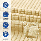 KEKUOU Stretch Oversized Sofa Slipcover 1 Piece Couch Sofa Cover (94"-110") Furniture Protector 4 Seater Sofa with Elastic Bottom for Kids,Pet.Jacquard Checked Pattern Fabric(X Large,Champagne)