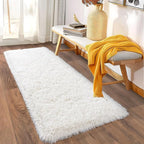 Ultra Soft Runner Rugs for Bedroom Hallways with Upgraded Non-Slip Rubber Backing & Thick Memory Sponge, 2x6 Feet Fluffy Shag Throw Area Rug for Bedside Dorm Cream