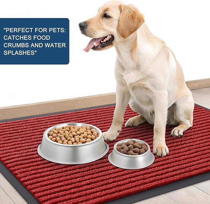 OLANLY Front Door Mat Indoor Outdoor Entrance, 2-Pack 33 x 21 Inch, Waterproof Heavy Duty Doormat, Fade Resistant, Low Profile, Easy Clean Patio Porch Welcome Floor Mats for Entry, Red