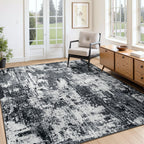 RELEANY Washable 6'x8' Abstract Area Rug for Living Room Black White