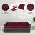 8Pcs Stretch Patio Cushion Covers,Outdoor Couch Covers Replacement,Outdoor Couch & Sofa Slipcovers,for Patio Furniture Cushion Covers,Washable Reusable Furniture Protector (Wine red,Cover Only)