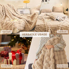 HANDONTIME Plush Sofa Slipcovers Washable Couch Cover for Sofa Super Soft Faux Fur Sofa Covers for 3 Couch Cousion Soild Khaki Rabbit Plush Couch Cushion Covers for Kids Pets,71" X134"