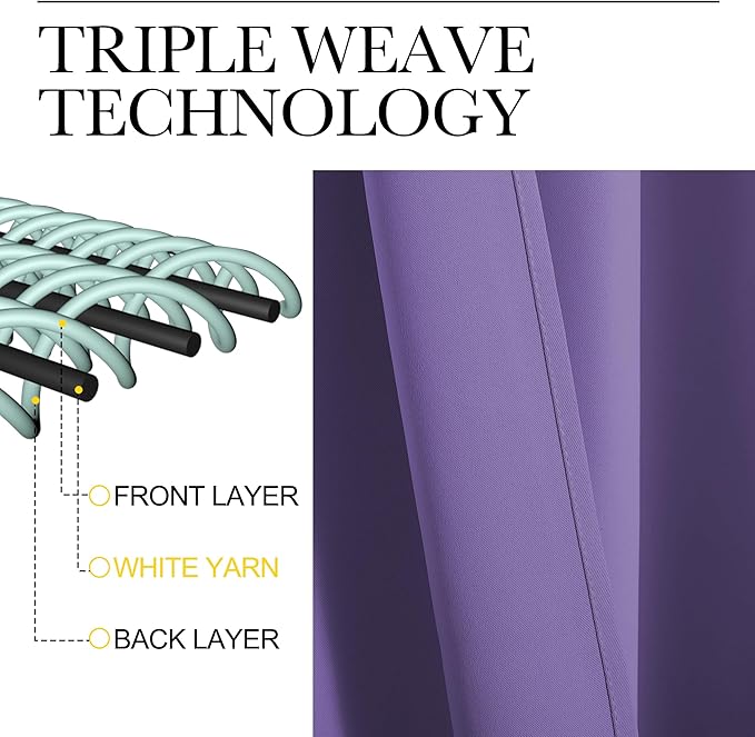 NICETOWN Blackout Curtains for Living Curtains, Lilac Purple, Set of 2, 52 by 63 Inch, Window Treatment Blackout Curtain Panels, Home Decor Thermal Insulated Solid Drapes for Bedroom