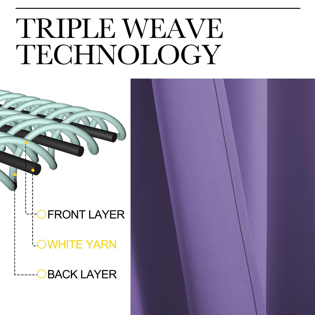 NICETOWN Blackout Curtains for Bedroom, Blackout Curtain Panels, Lilac Purple, 1 Pair, 62 by 63-inch, Window Treatment Energy Saving Thermal Insulated Solid Rod Pocket Blackout Drapes/Draperies