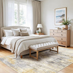 4x5 Area Rug Washable Abstract: Non Slip Entryway Floor Mat Grey/Yellow