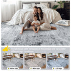 PLHXFR 8x10 Area Rug Living Room: Modern Abstract Washable Carpet Black
