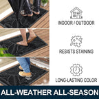 Colorxy Waterproof Doormat, Sturdy Natural Rubber Front Indoor Mat, Non Slip Low Profile Indoor Outdoor Door Mats, Stain and Fade Resistant Floor Mat, Easy Clean Patio Entrance Mat, 47''x17'', Black