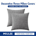 MIULEE Soft Chenille Throw Pillow Covers Dark Gray 18x18 Inch Pack of 2