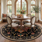 RELEANY Washable Area Rug, Round 7ft, Black/Colorful