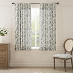 jinchan Linen Floral Curtains for Living Room with Printed Flower 63 Inches Long Light Filtering French Country Back Tab Rod Pocket Black Window Curtain Set Farmhouse Drapes 2 Panels Black