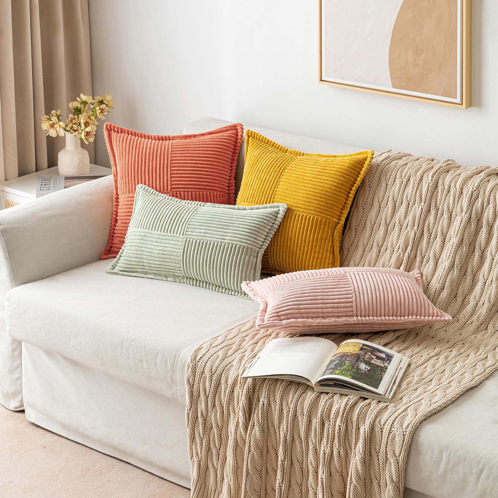 MIULEE Decorative Throw Pillow Covers for Couch 18x18 Inch Coral Red 2 Pack