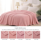 Whale Flotilla King Size Fuzzy Fleece Blanket for Bed, 90x104 Inch Fluffy Warm Soft Jacquard Blankets for All Season, Lightweight and Cozy, Pink