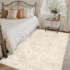 5x7 Area Rugs for Living Room: Vintage Boho Neutral Washable Rug Indoor Soft Large Area Rug Carpet for Bedroom Nursery Farmhouse Dining Room Office Floor Non-Slip Low Pile Under Table Rug Beige/Brown