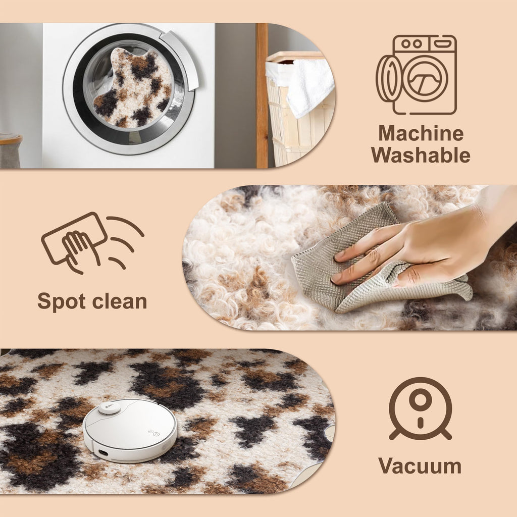 WARM HAVEN Faux Fur Cowhide Rug: Fluffy Cow Print 5.2x7 Feet Washable Cow Hide Rug for Living Room Bedroom Animal Print Skin Rustic Western Décor Black and Brown