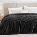 BEDELITE Ribbed King Size Blanket for Bed, Black, 108"x90"