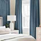 MIULEE 100% Blackout Linen Curtains for Bedroom 52x45 Inches Dusty Blue