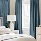 MIULEE 90 Inches Linen Texture Curtains for Bedroom 100% Blackout Thermal Insulated Dusty Blue Curtains Grommet Room Darkening Draperies Luxury Decor for Living Room Nursery 52x90 Inch (2 Panels)