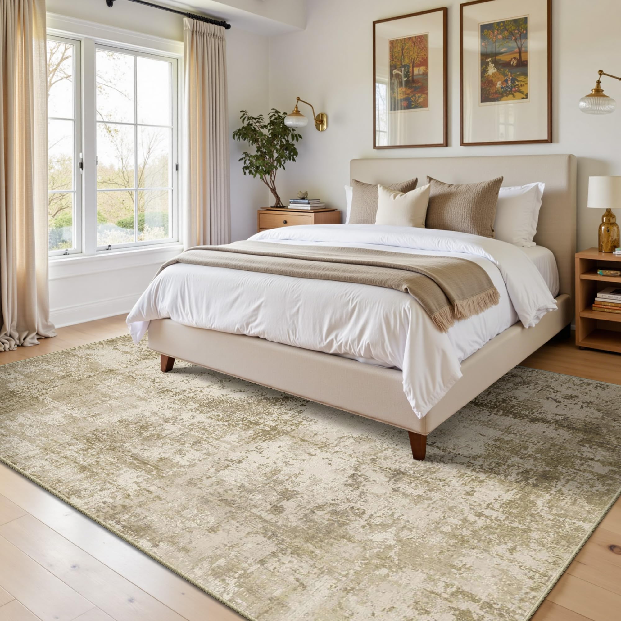 LEPEII 5x7 Area Rugs, Rugs for Living Room, Indoor Non-Slip Washable Rug for Bedroom, Dining Room, Low Pile Home Decor Neutral Area Rug