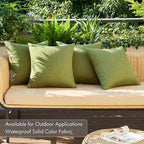 MIULEE Pack of 4 Decorative Solid Waterproof Throw Pillow Covers Linen Garden Farmhouse Cushion Cases for Outdoor Patio Tent Balcony Couch Sofa 16x16 inch Green