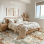 BEIMO 6x9 Area Rug for Bedroom, Orange Green Washable Abstract Non Slip Rug