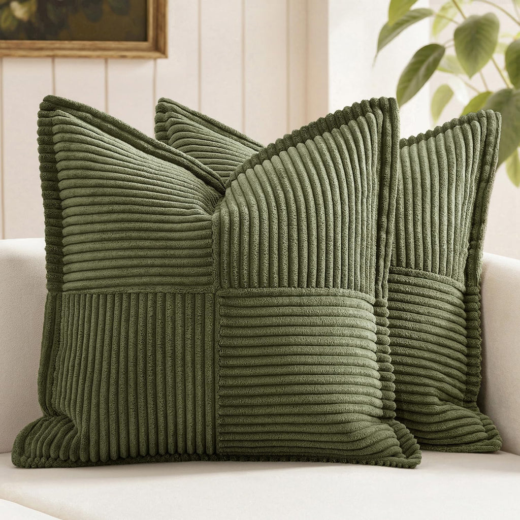 MIULEE Decorative Throw Pillow Covers for Couch 20x20 Inch Olive Green