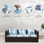8Pcs Stretch Patio Cushion Covers,Outdoor Couch Covers Replacement,Outdoor Couch & Sofa Slipcovers,for Patio Furniture Cushion Covers,Washable Reusable Furniture Protector(Blue Flower,Cover Only)