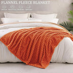 Exclusivo Mezcla 3D Fleece King Size Blanket for Bed, Burnt Orange