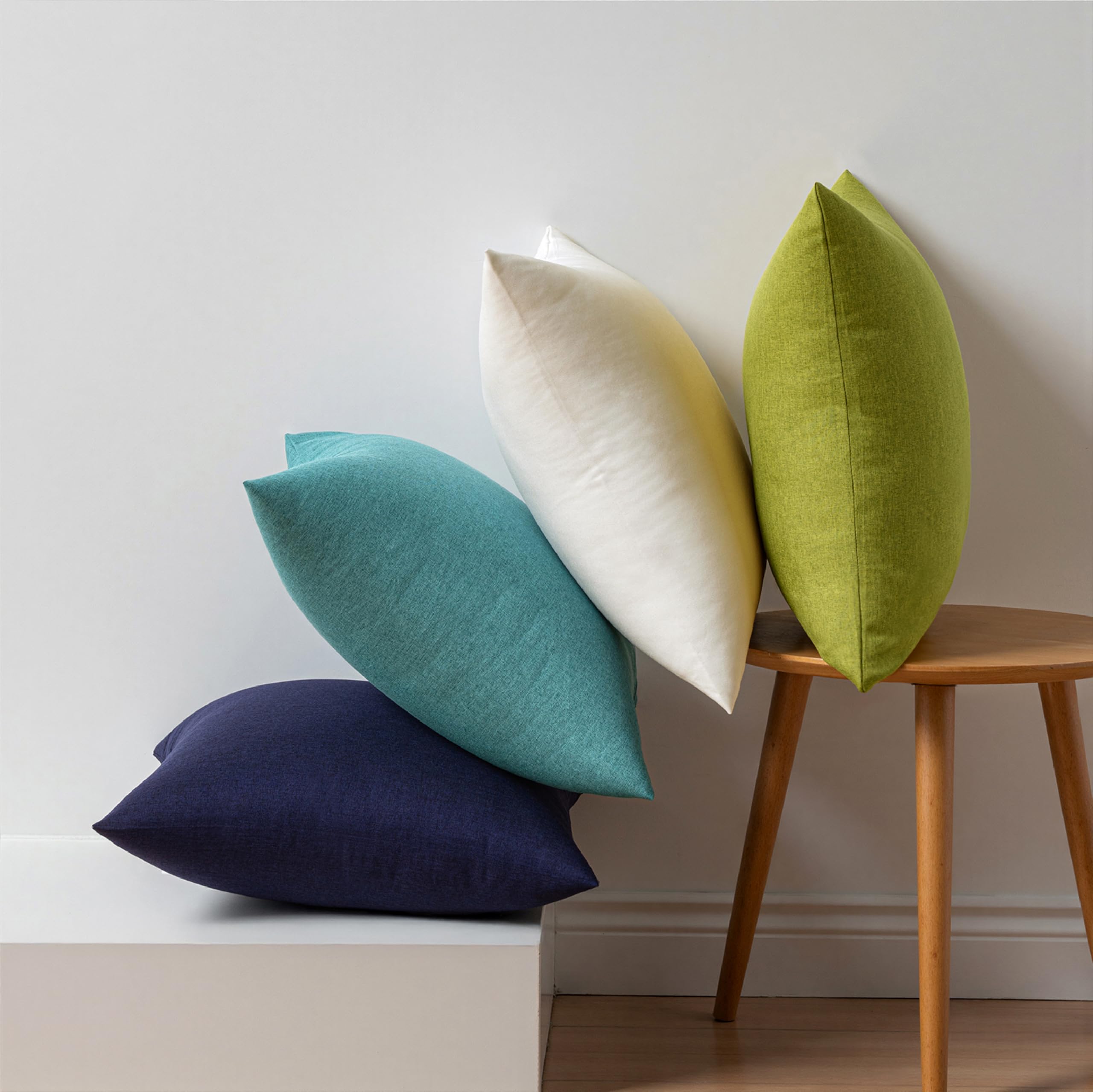 MIULEE Pack of 4 Decorative Outdoor Throw Pillow Covers Linen Waterproof Pillow Covers Summer Farmhouse Cushion Cases for Patio Garden Tent Balcony Couch Sofa 18x18 Inch Blue Green